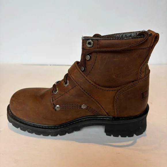 Harley-Davidson Women's Brown Leather Biker Boots Lace Up Size 7 1/2 - Picture 3 of 11